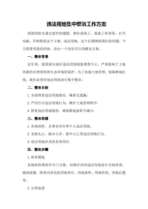 违法用地集中整治工作方案