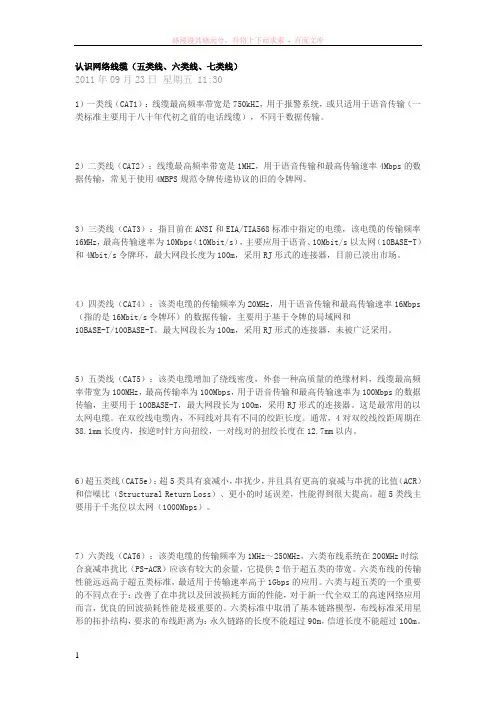 认识网络线缆(五类线、六类线、七类线)