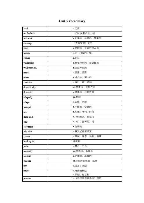 全新版大学英语3词汇表 Book 3 Unit 3 vocabulary