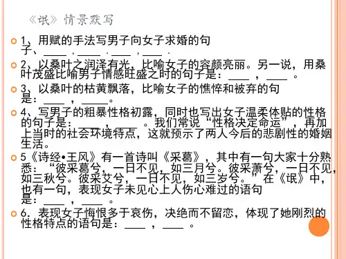 河北省遵化市堡子店中学人教版高中语文必修三情景默写课件：氓、琵琶行、蜀道难(共14张PPT)