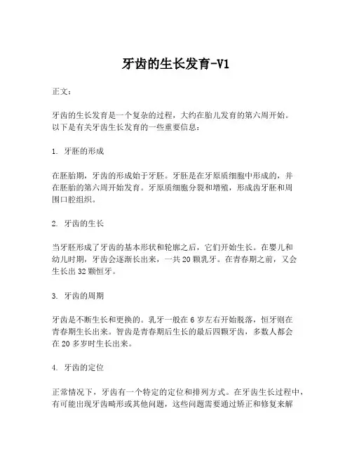 牙齿的生长发育-V1