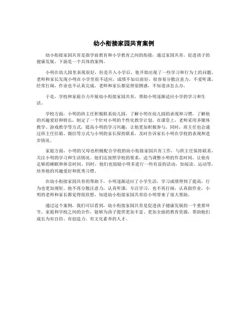 幼小衔接家园共育案例