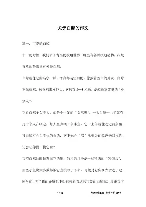 关于白鲸的作文