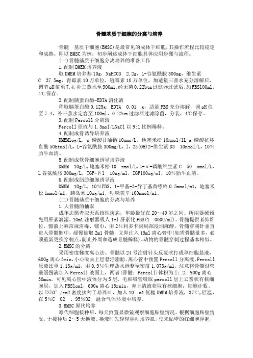 骨髓基质干细胞的分离与培养