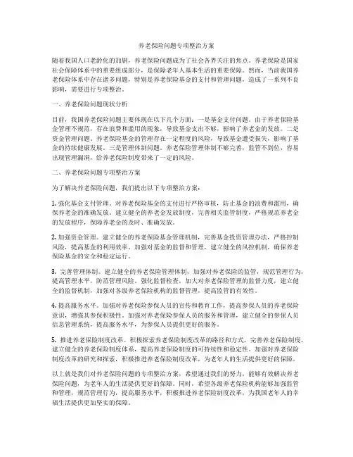 养老保险问题专项整治方案