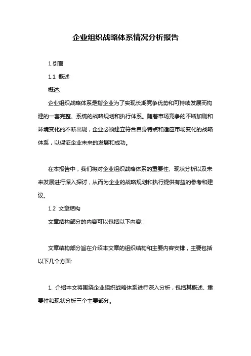 企业组织战略体系情况分析报告