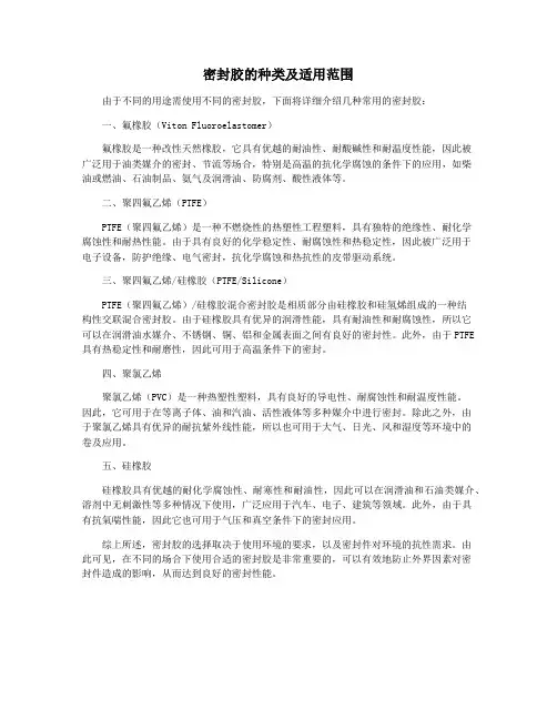 密封胶的种类及适用范围