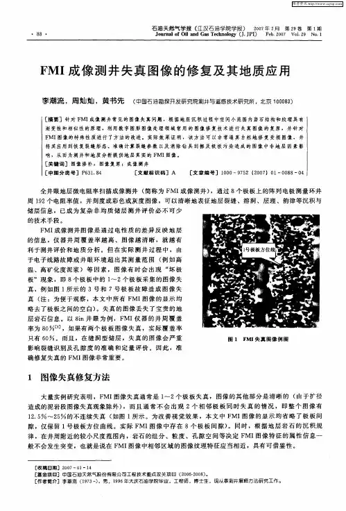FMI成像测井失真图像的修复及其地质应用