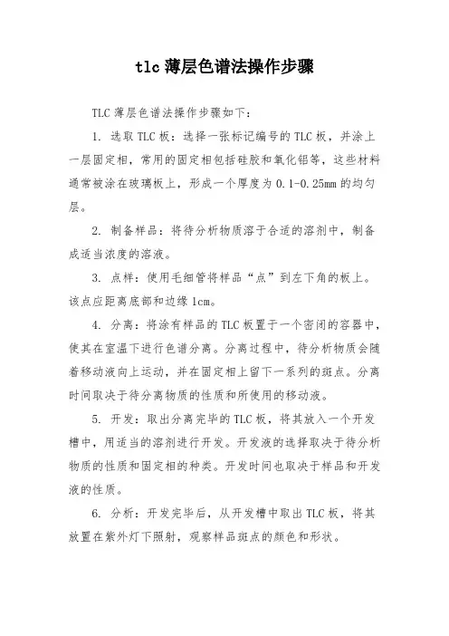 tlc薄层色谱法操作步骤