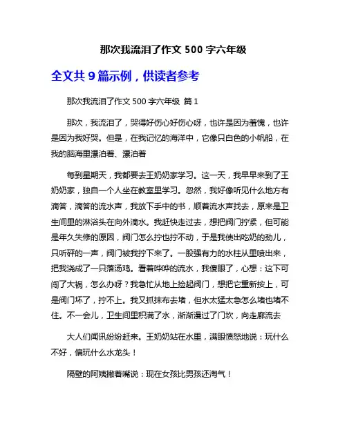 那次我流泪了作文500字六年级