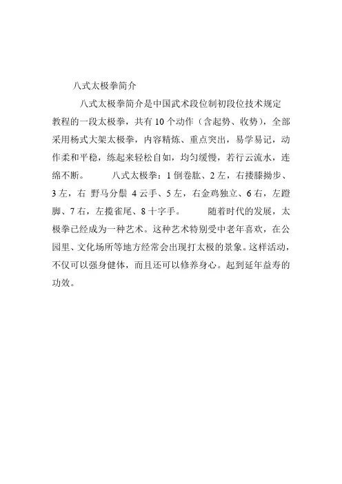 八式太极拳简介