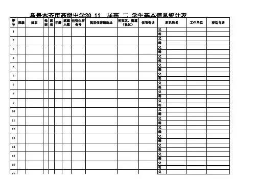 学生基本信息模板