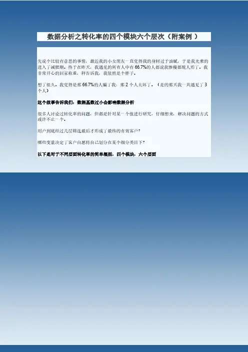 数据分析之转化率的四个模块六个层次