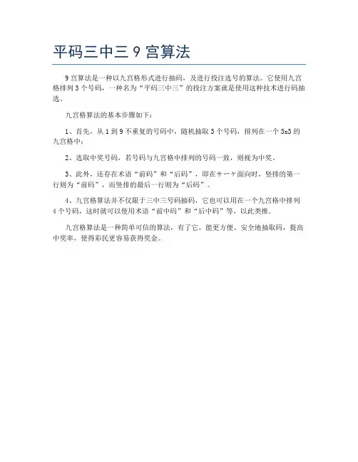 平码三中三9宫算法