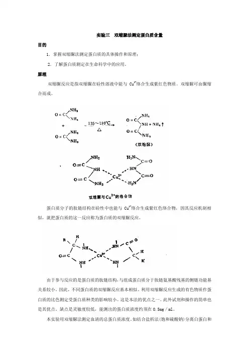 双缩脲法测定蛋白质含量