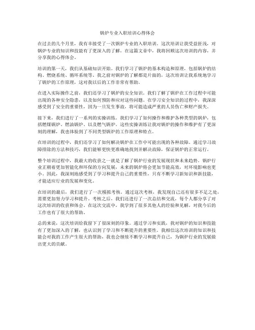 锅炉专业入职培训心得体会