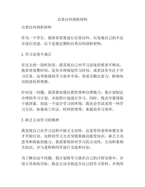 自查自纠剖析材料