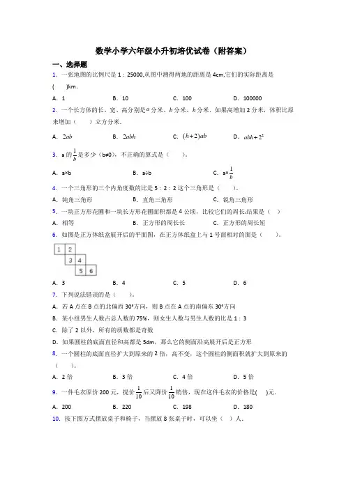 数学小学六年级小升初培优试卷(附答案)