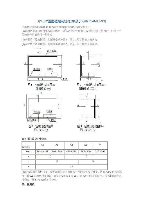 矿山矿图图框绘制规范
