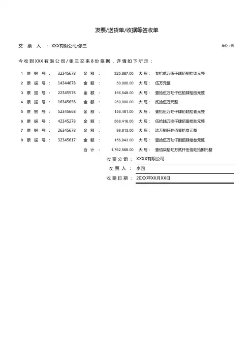 填入小写金额,自动填充大写的票据签收单