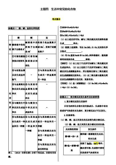 中考化学专题复习一 主题4 生活中常见的化合物