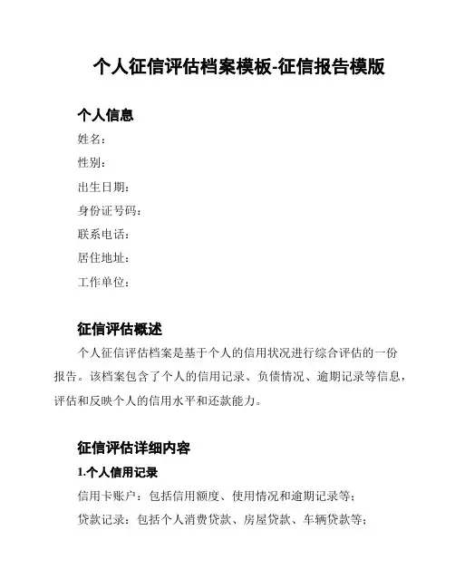 个人征信评估档案模板-征信报告模版