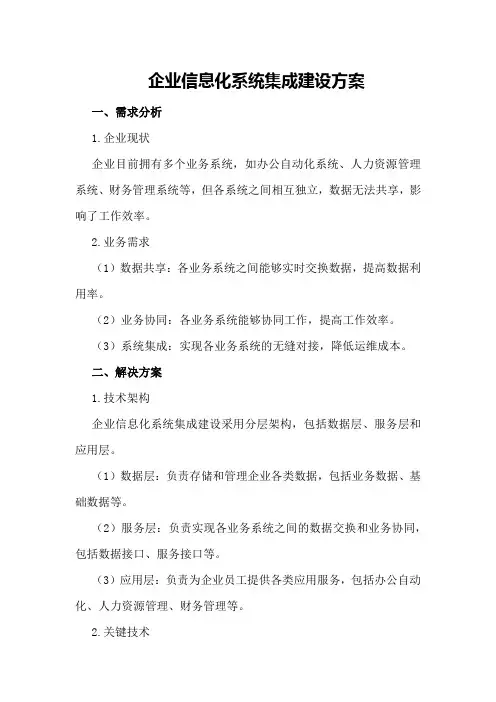 企业信息化系统集成建设方案