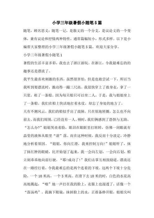 小学三年级暑假小随笔5篇