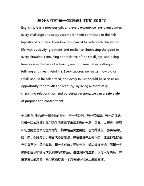 写好人生的每一笔为题目作文800字