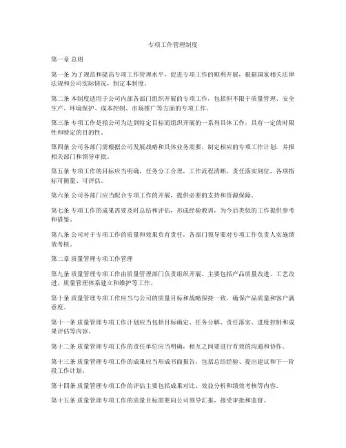 专项工作管理制度