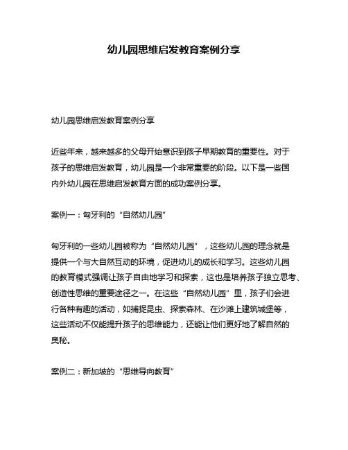 幼儿园思维启发教育案例分享