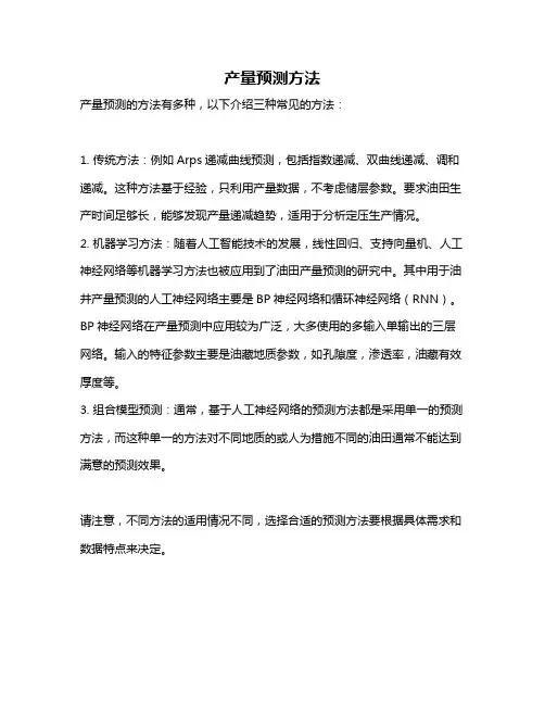 产量预测方法
