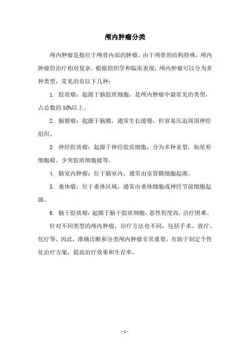 颅内肿瘤分类