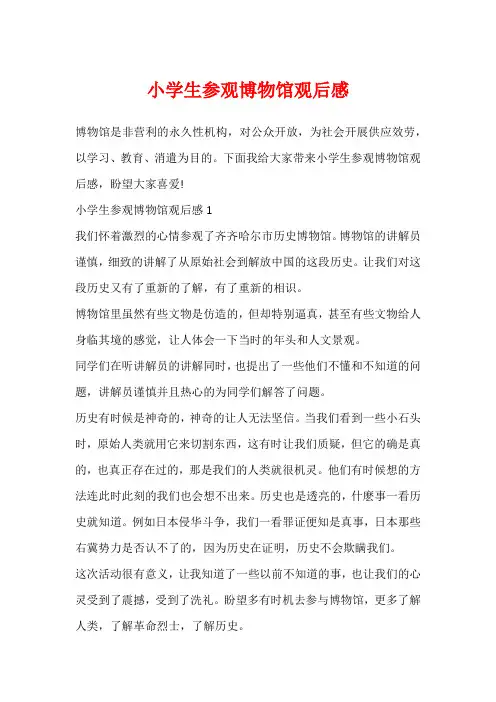 小学生参观博物馆观后感
