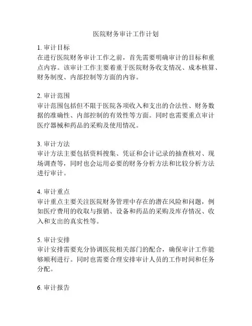 医院财务审计工作计划