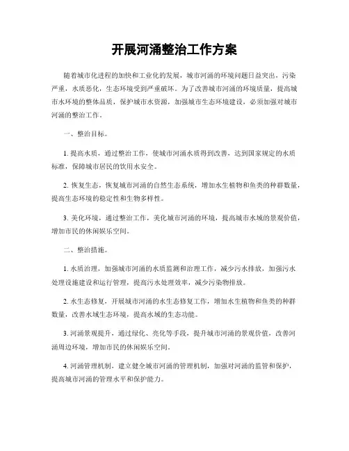 开展河涌整治工作方案