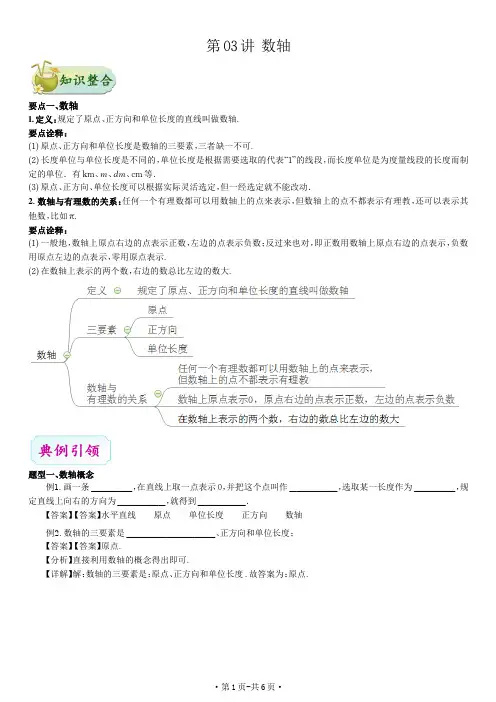 第1章 有理数-第03讲 数轴(老师版)