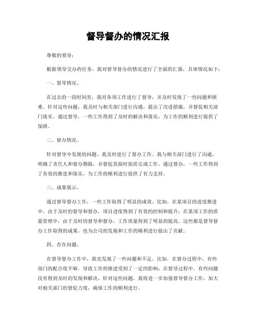 督导督办的情况汇报
