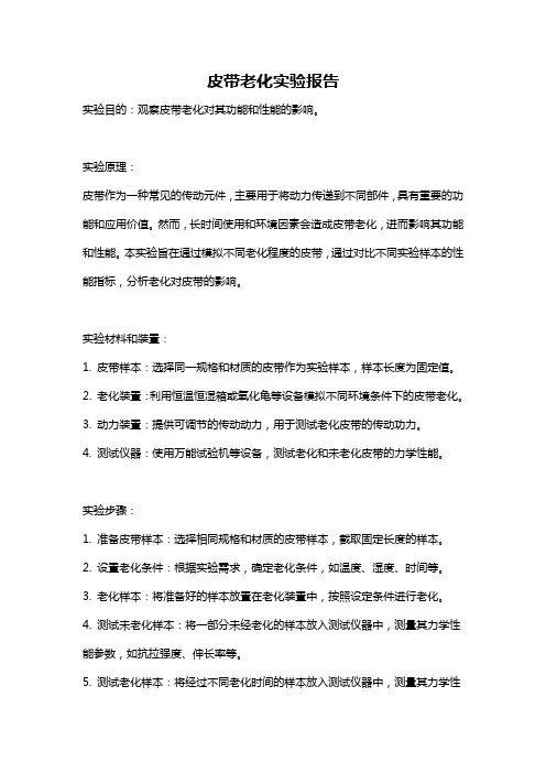 皮带老化实验报告