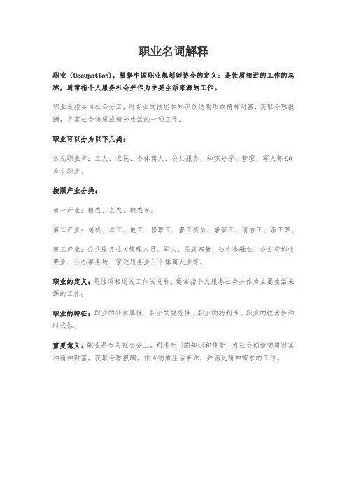 职业 名词解释