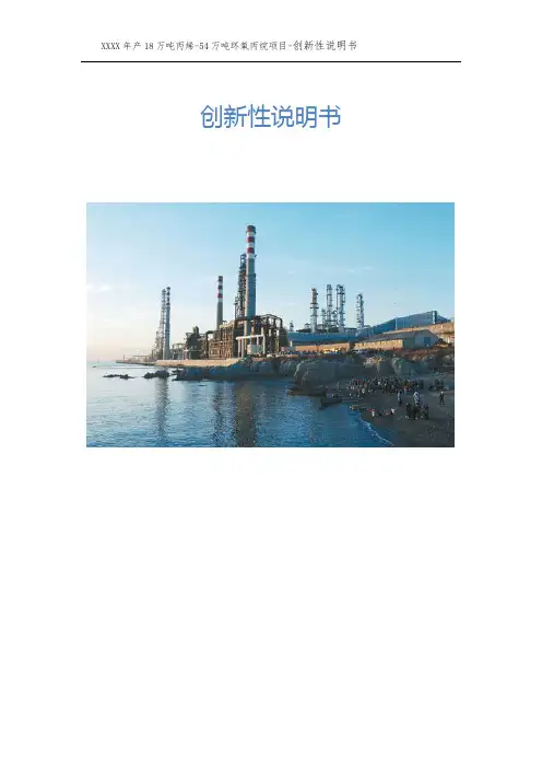 XX年产18万吨丙烯及54万吨环氧丙烷项目创新性说明书