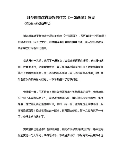 叶圣陶修改肖复兴的作文《一张画像》感受