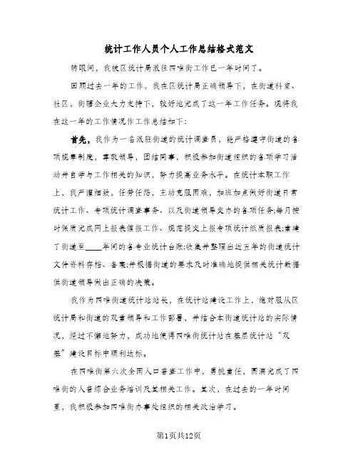 统计工作人员个人工作总结格式范文（5篇）