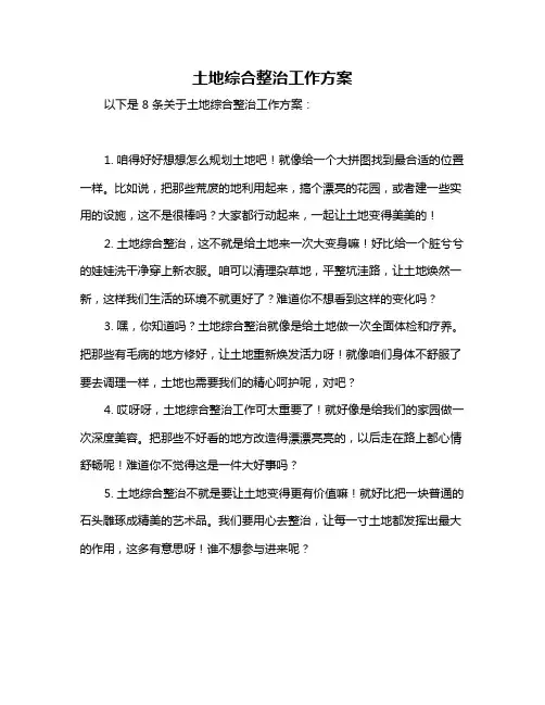 土地综合整治工作方案