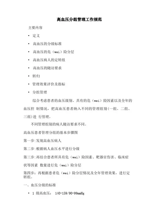高血压分组管理工作规范