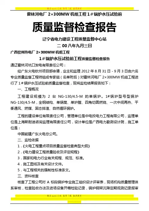 霍林河电厂工程5#锅炉监检报告