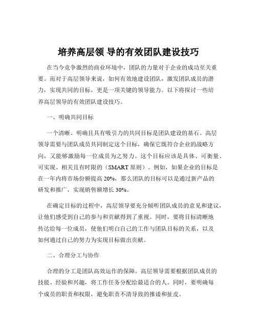培养高层领 导的有效团队建设技巧