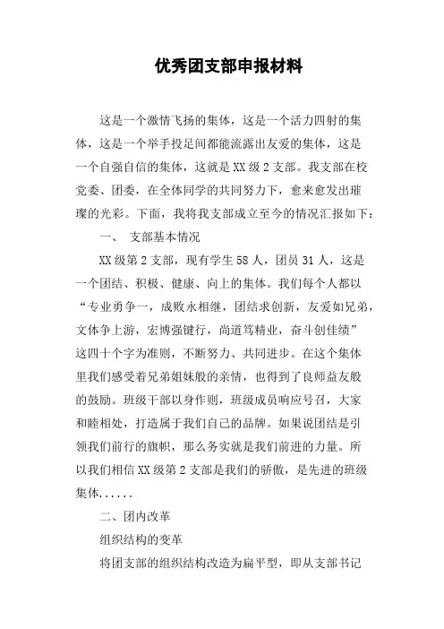 优秀团支部申报材料(篇二)
