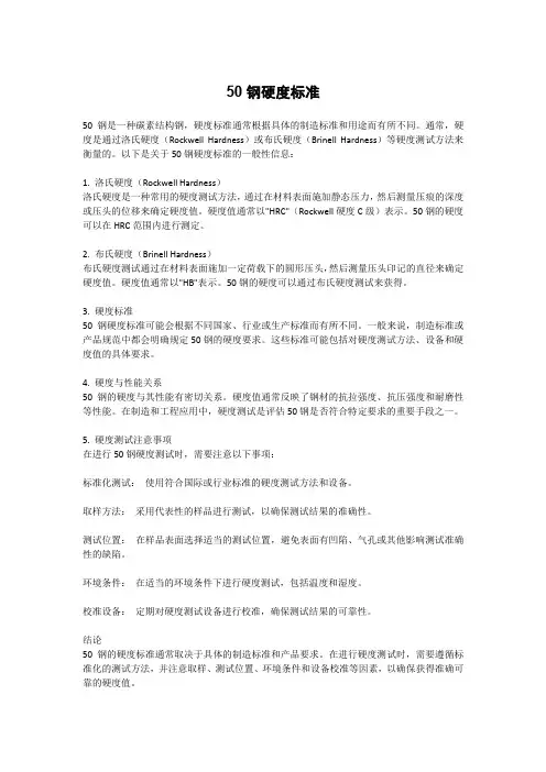 50钢硬度标准
