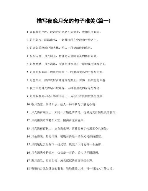 描写夜晚月光的句子唯美(精选两篇)